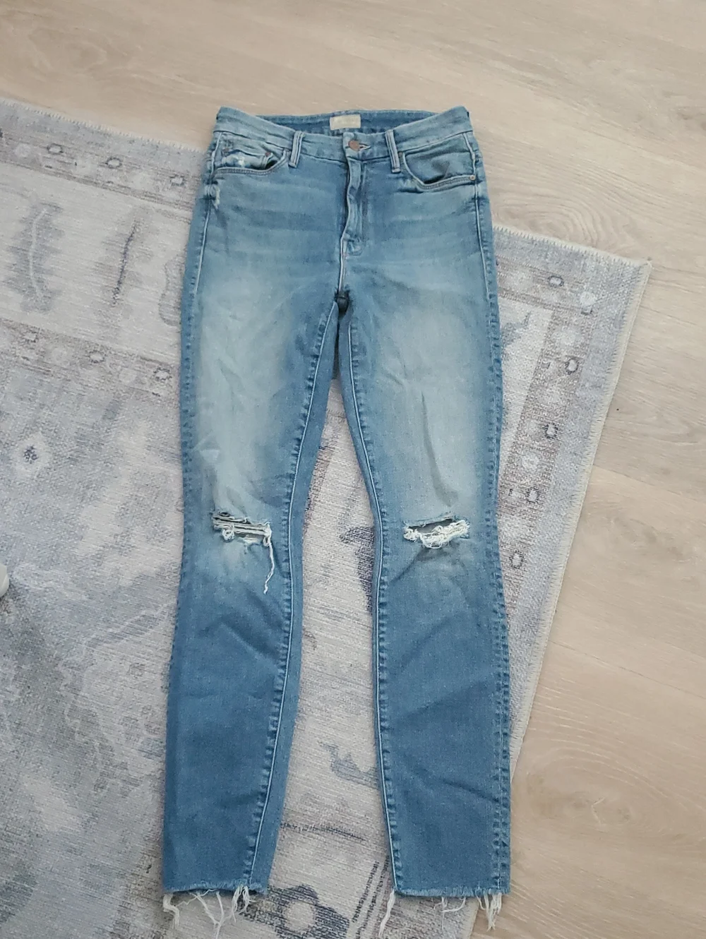 Mother High Waisted Looker Ankle Fray Blue Stretch Jean Denim Pants Sz24